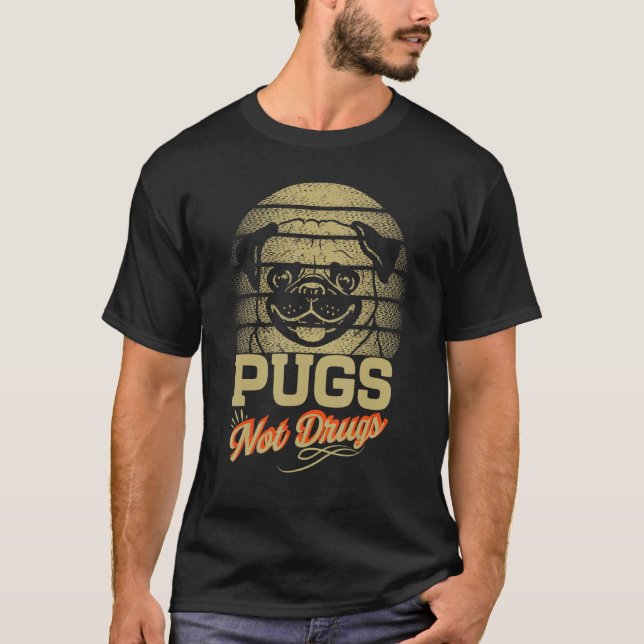 Camiseta Pug Não Drogas Cachorro Adorável (Frente)