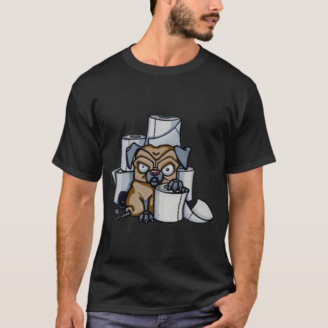 Camiseta Pug naturalmente rabugento com a frase "Boas Vibra (Frente)