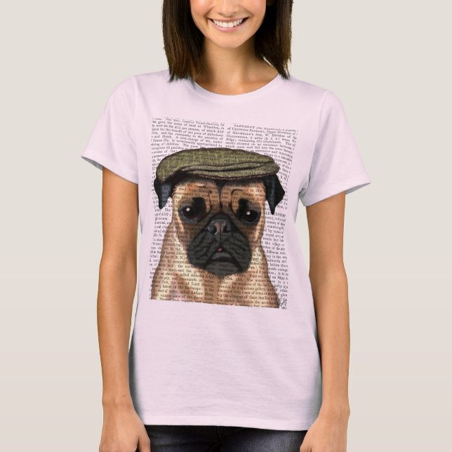 Camiseta Pug no Boné plano (Frente)