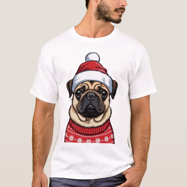 Camiseta Pug no Natal (Frente)