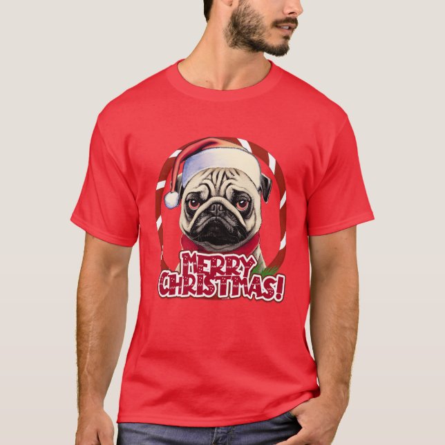 Camiseta Pug no Natal que amigo da depressão de Natal (Frente)