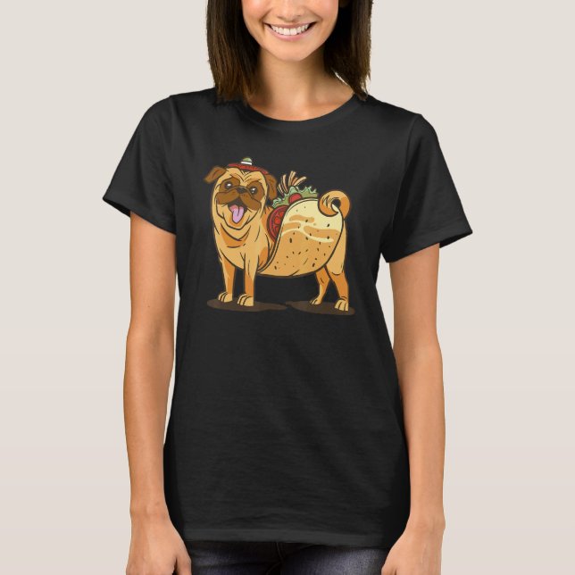 Camiseta Pug no Taco Dog Mexicano (Frente)