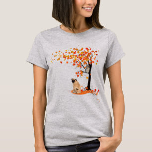 Camiseta Pug Owl E Fall Tree Pug Proprietário Funny Pug Aut