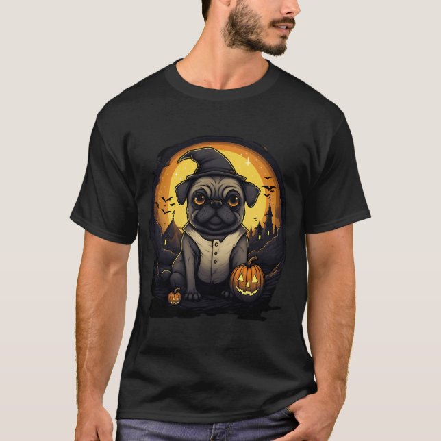 Camiseta Pug papai de Halloween (Frente)