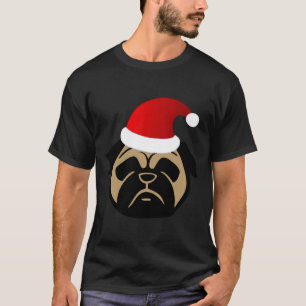 Camiseta Pug Papai Noel para as Festas! Adesivos Pug Papai 