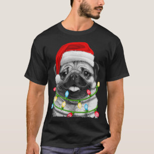 Camiseta Pug Papais noeis Árvore de Natal Luzes Xmas Oferec
