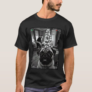 Camiseta Pug Pega Papai Noel Na Câmera De Natal