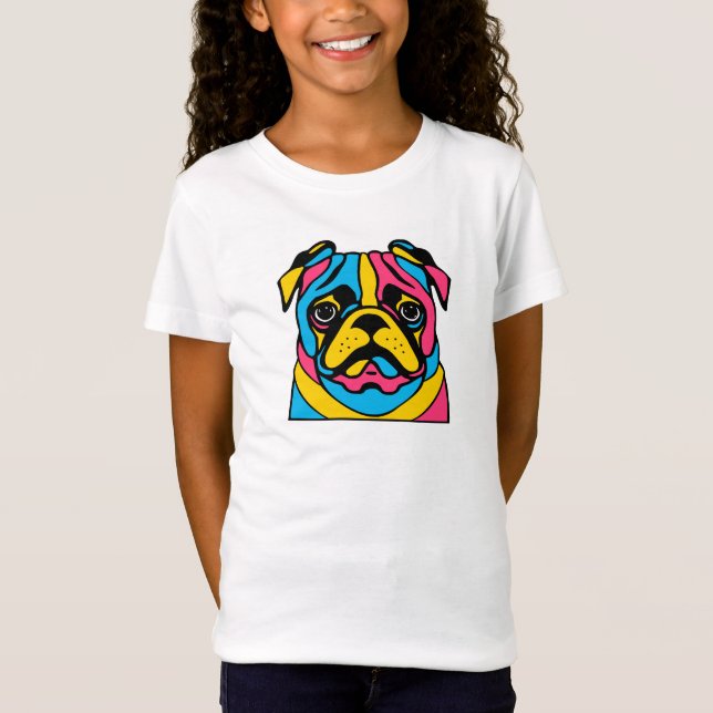 Camiseta pug personalizável de 3 tons (Frente)