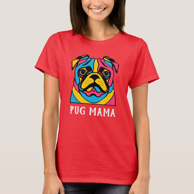 Camiseta pug personalizável de 3 tons (Frente)