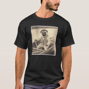 Camiseta Pug Pescando em um Barco Fofo