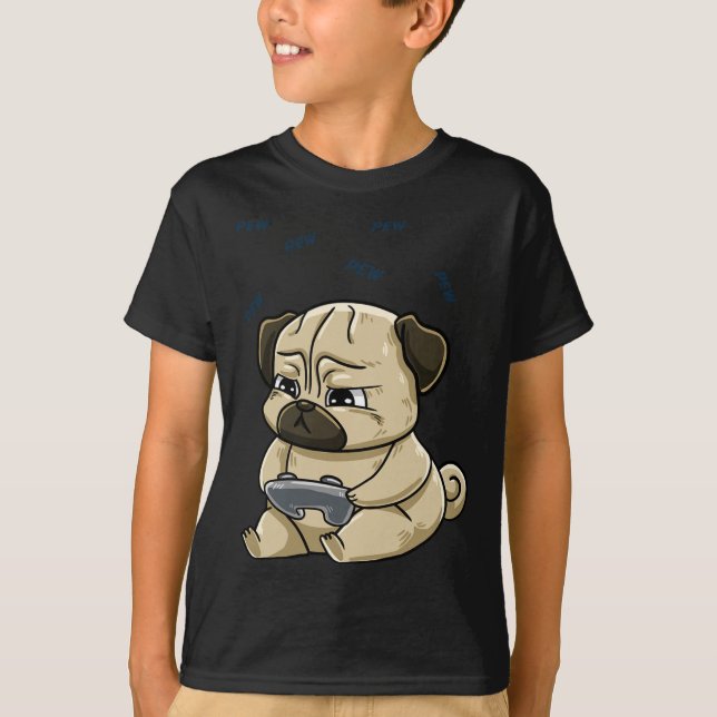 Camiseta Pug Pew Gamepad Cute Hob (Frente)
