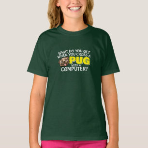 Camiseta Pug Piada - Cruze um Pug com um computador