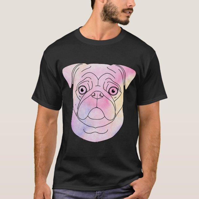 Camiseta Pug Pintado Pastel (Frente)