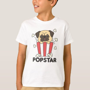 Camiseta Pug Popcorn Time Funny Animais Em Rápida Comida