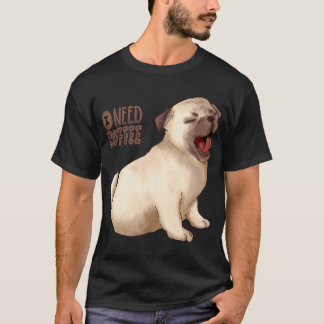 Camiseta Pug Precisa de um Café