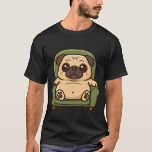 Camiseta Pug Preguiçoso na Poltrona