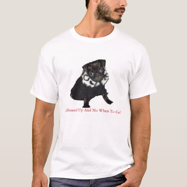 Camiseta Pug preto bonito (Frente)