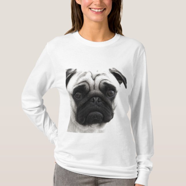 Camiseta Pug preto e branco (Frente)