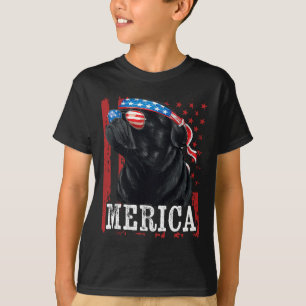Camiseta Pug Preto Engraçado 4 De Julho Mãe De Cachorro Pai
