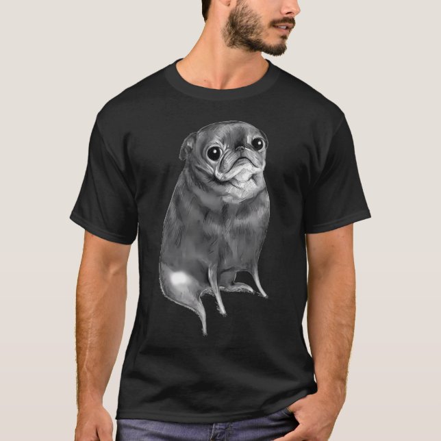 Camiseta Pug Preto Fofo (Frente)