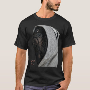 Camiseta Pug Preto Mulheres Homens Pug Mãe Pai Vid