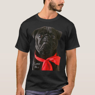Camiseta Pug Preto Mulheres Homens Pug Mãe Pai Vida Amor Ca