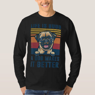 Camiseta Pug Pug Dog Pai Mãe Homens Mulheres
