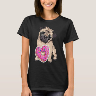 Camiseta Pug Pug Mãe Pug Bulldog Coração Donut Cachorro