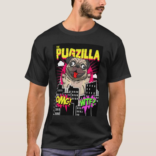 Camiseta Pug Pugzilla Cachorro Pug (Frente)