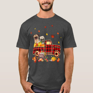 Camiseta Pug Pumpkin Caminhão Queda Folha de Graças Dia das