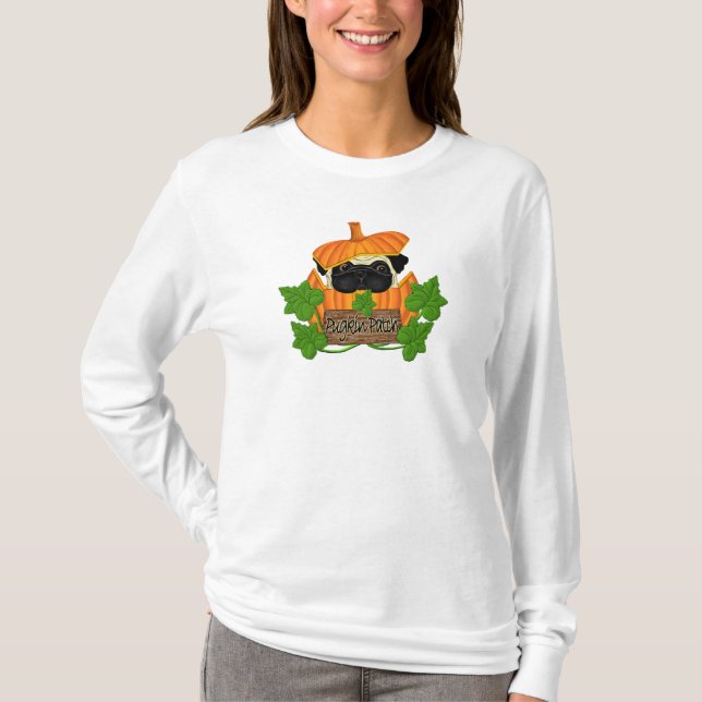 Camiseta Pug Pumpkin Patch (Frente)