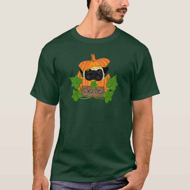 Camiseta Pug Pumpkin Patch (Frente)
