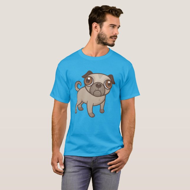 Camiseta Pug Puppy Cartoon (Frente Completa)