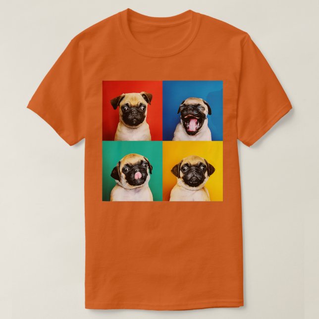 Camiseta Pug Puppy Portraje Fotos Carlino para Pães (Frente do Design)