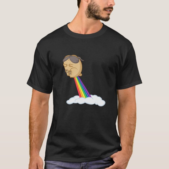 Camiseta Pug Rainbow Fart (Frente)