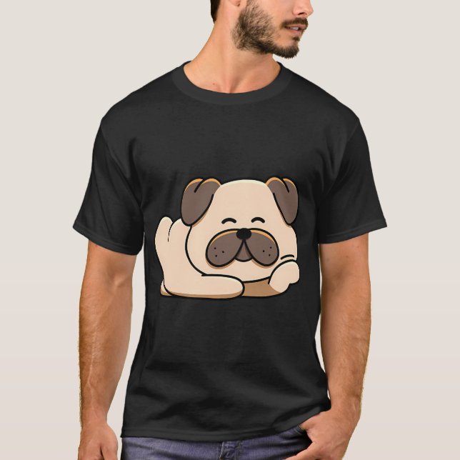 Camiseta Pug Relaxado Se Esparramando (Frente)