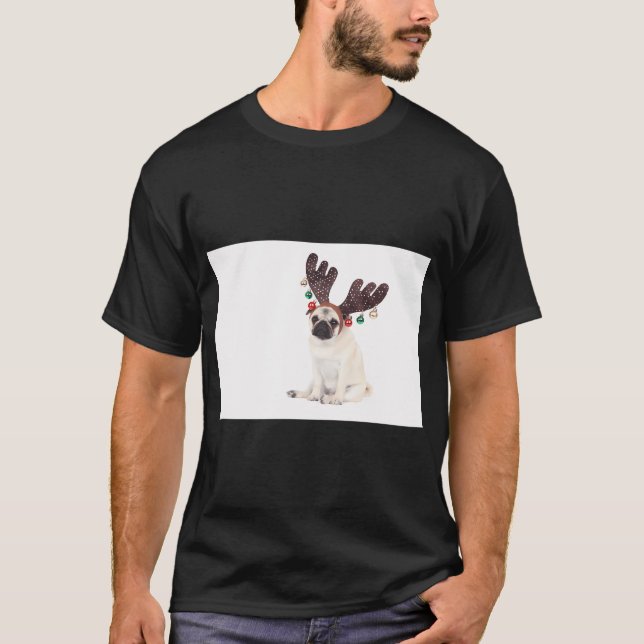 Camiseta Pug Rena de Natal (Frente)