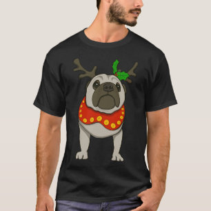Camiseta Pug Rena de Natal Clássico 883