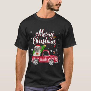 Camiseta Pug Retriever Rides Red Truck Natal Pajama
