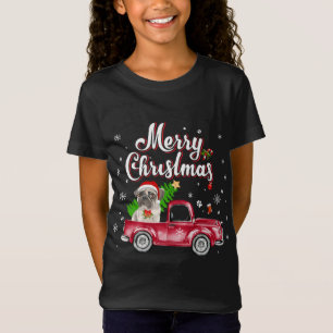 Camiseta Pug Retriever Rides Red Truck Natal Pajama