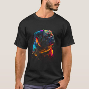 Camiseta Pug Retro Rainbow Colour Design