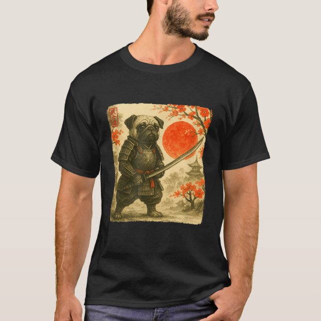 Camiseta Pug Samurai Japanese Warrior Costume Sumi-e Art Fu (Frente)