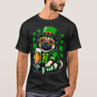 Camiseta Pug Santo Paddys Day Outdoor Para Cachorro-Pão