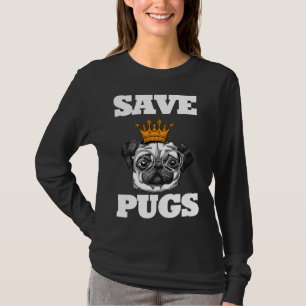 Camiseta Pug Save the Pug Lovers Dog Proprietários de Cacho
