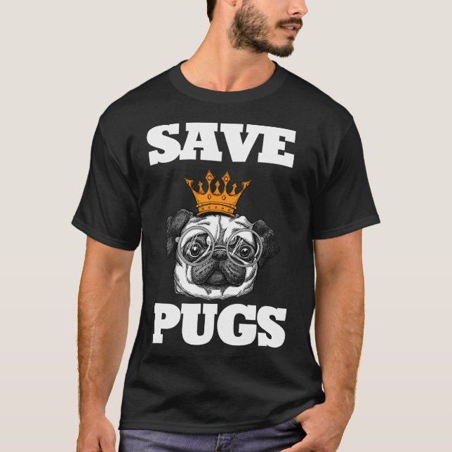 Camiseta Pug Save the Pug Lovers Dog Proprietários de Cacho (Frente)