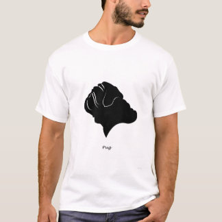 Camiseta Pug - silhueta preta