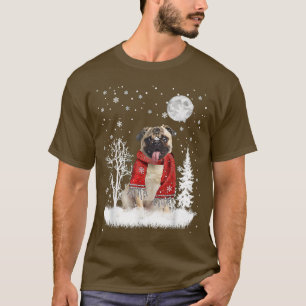 Camiseta Pug sob a neve ao luar de Natal Pijama