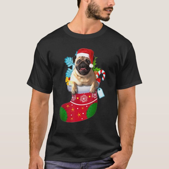 Camiseta Pug Sock Natal Decoration Xmas (Frente)