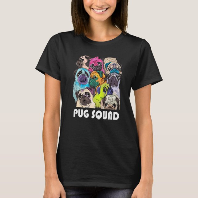 Camiseta Pug Squad Puppy Team Cães Loucos Puggy (Frente)