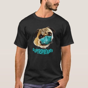 Camiseta Pug Super Espalhador Cachorro Com Guarda Da Boca